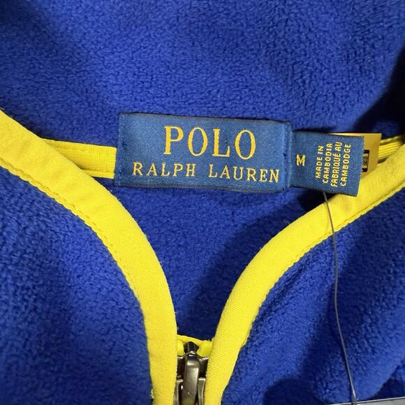 NWT Polo Ralph Lauren Color Blocked Brushed Fleece Vest Men's Size M Orange Blue - Picture 4 of 9